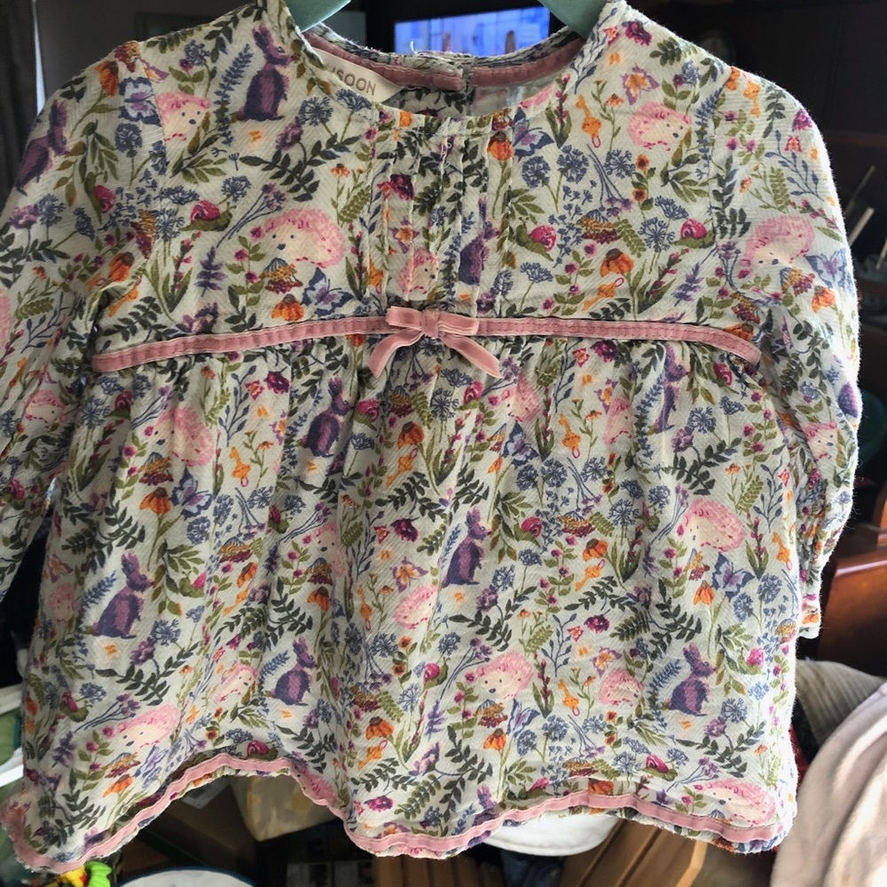 Floral Blouse with Cute Animals